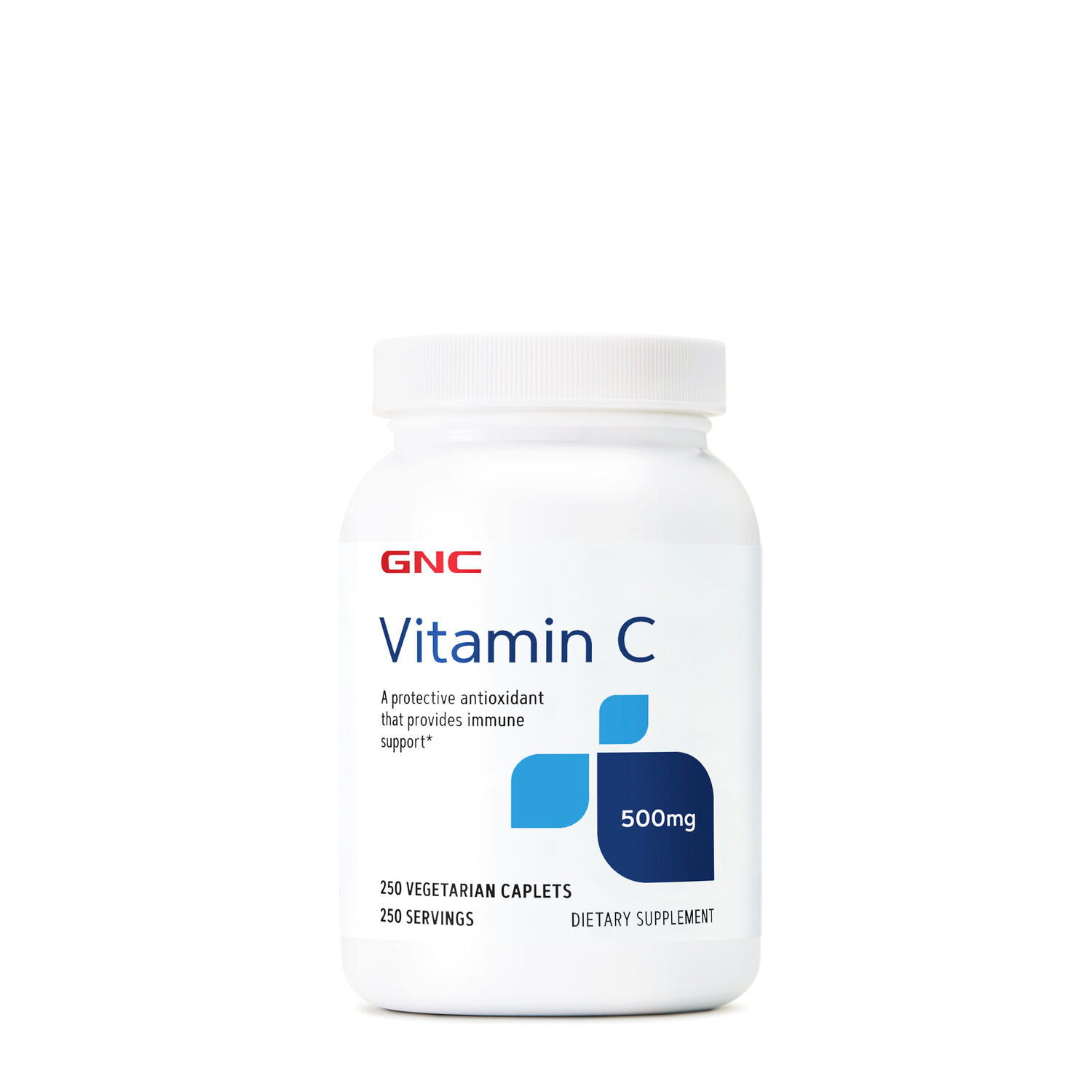 GNC Vitamin C Caplets 500 mg Immune Support Front Bottle - 250 Count